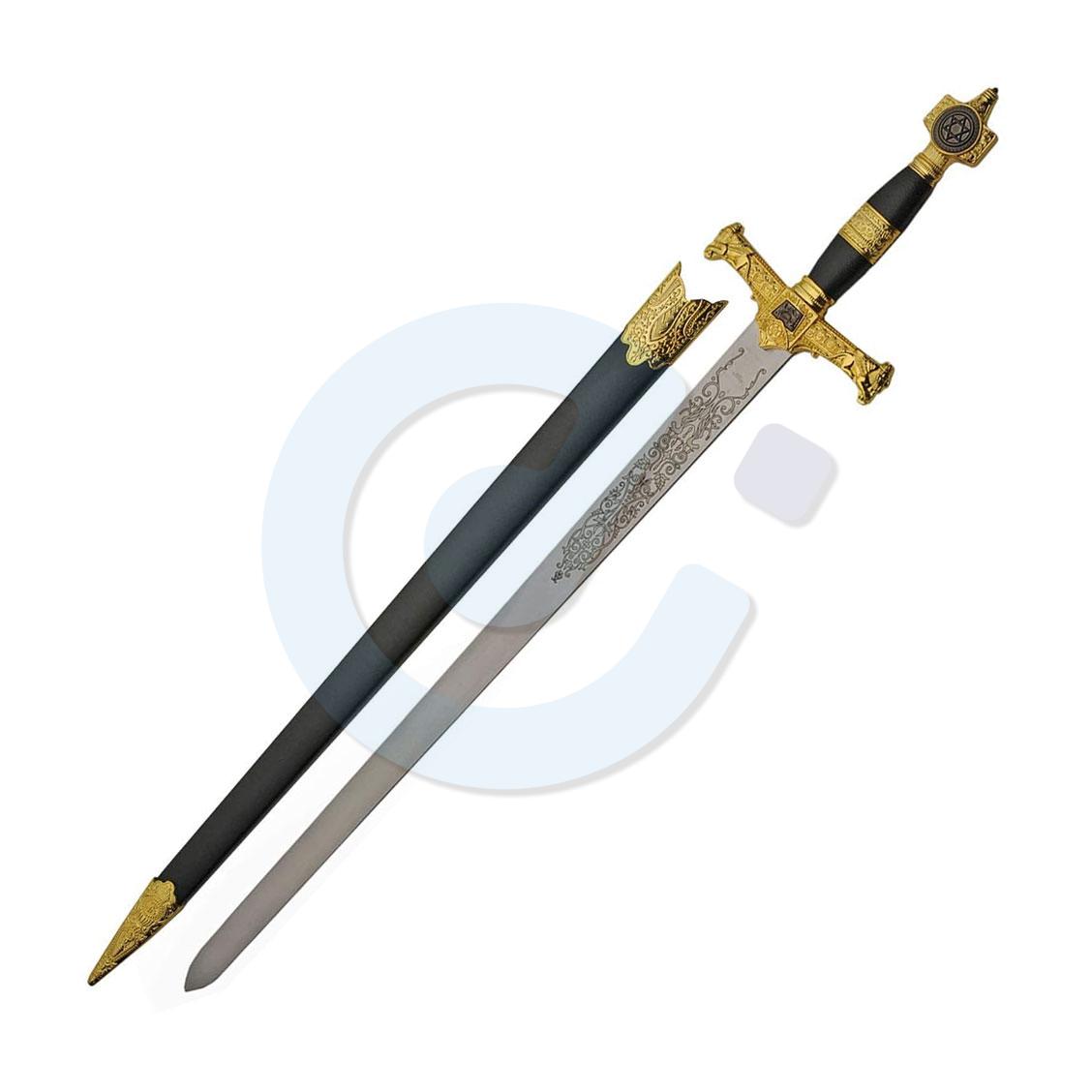 34in Medieval Star of David Ceremonial Sword with Scabbard