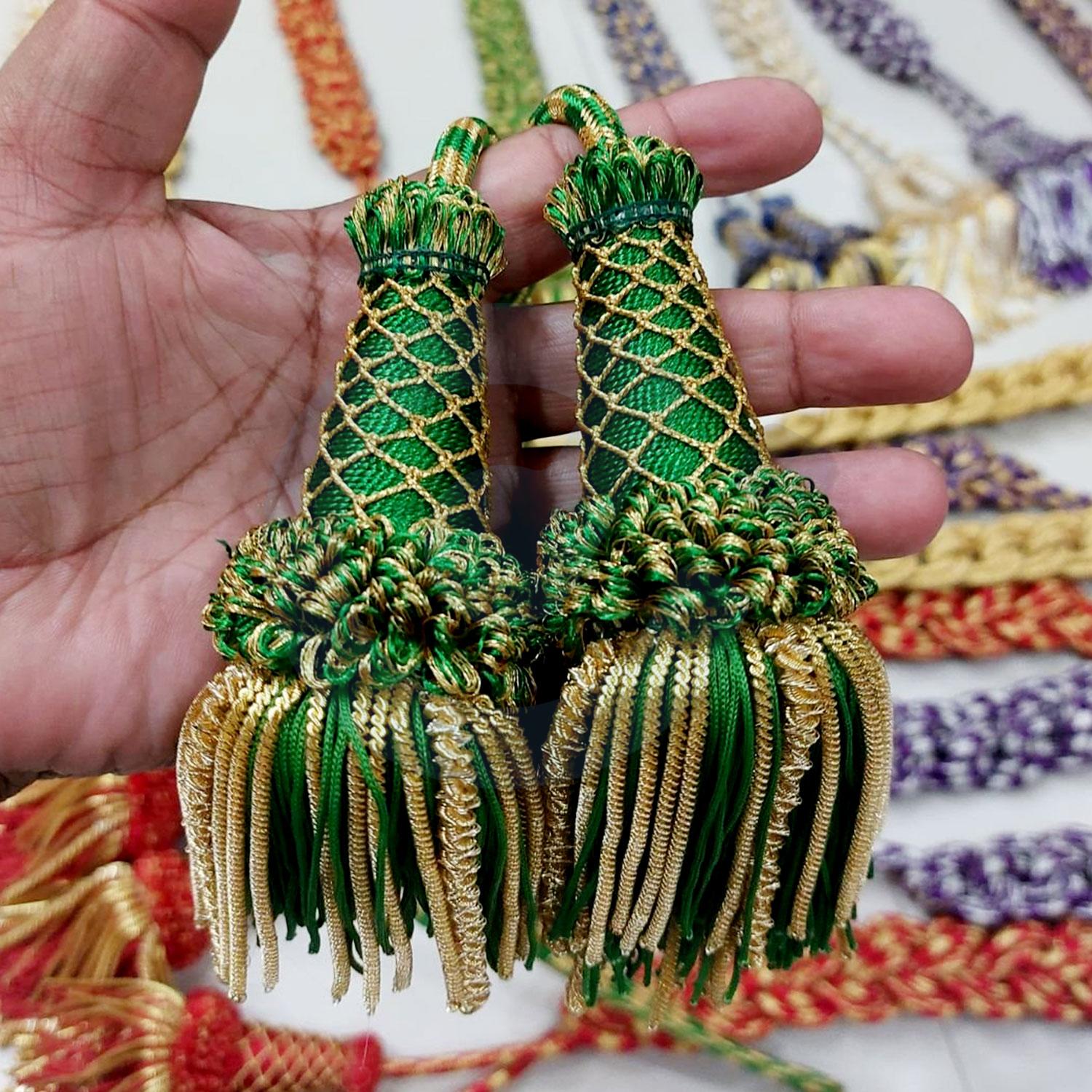 Traditional Green Bullion Fringe Tassels