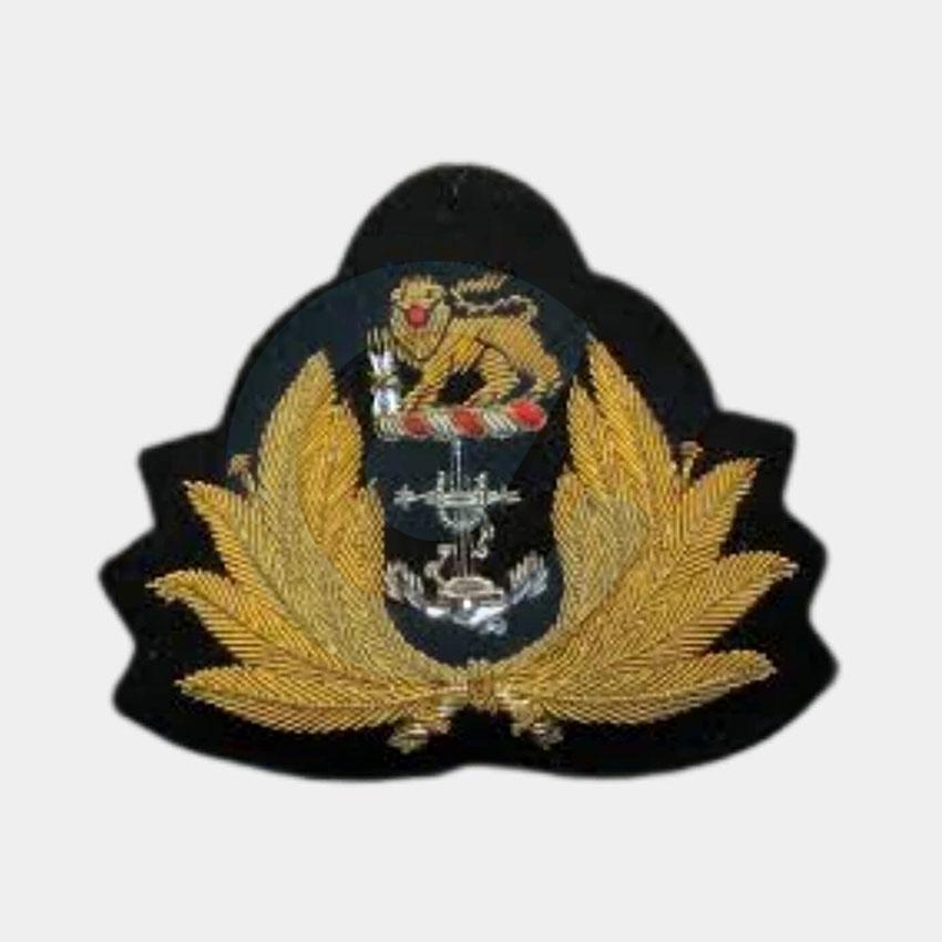 Golden And Black Patch Lion Icon SA Navy Officer Cap badge