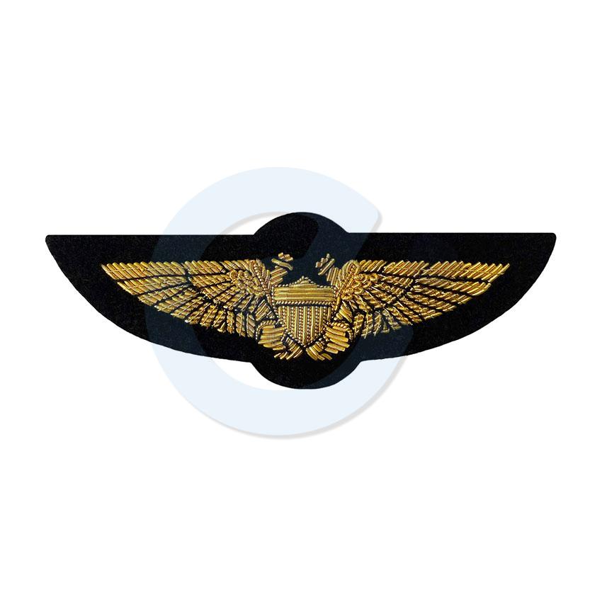 NFO Wings of Gold, 100% Handmade Metal Thread Bullion Wire, Naval Flight OfficerMarine Aviation Insignia
